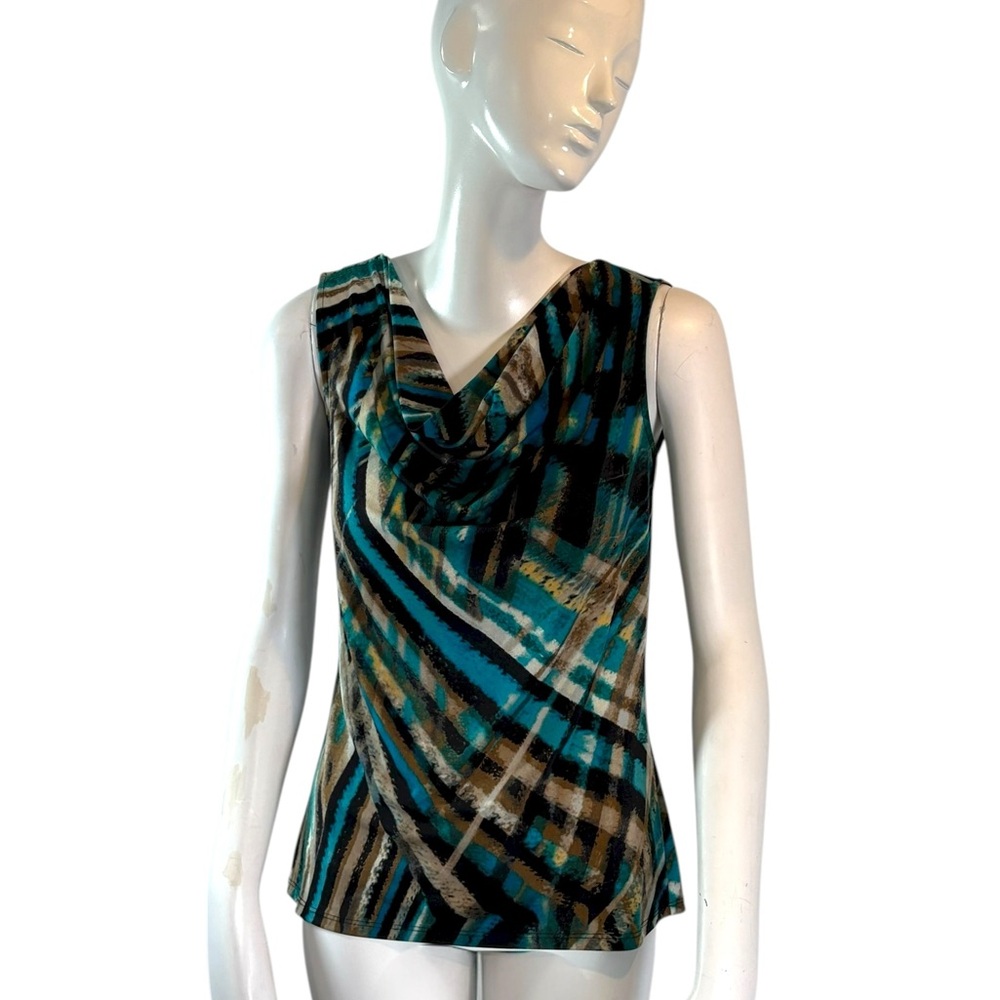 Tahari Blue and Black Striped Women's Blouse